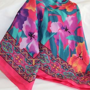 Vintage Berkshire made in Italy bright colored floral square scarf